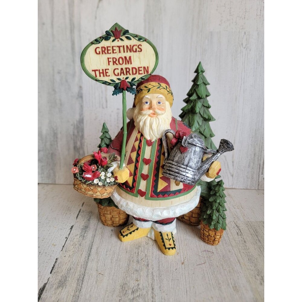 Demdaco Kathy killip vintage‎ greetings from the garden Santa Claus Xmas figure